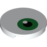 Tile Round 3 × 3 with Green, Black, White Circles print (Eye) Weiß