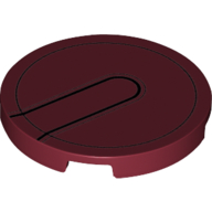 Tile Round 3 × 3 with Black Lines print Dark Red