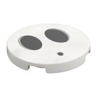 Tile Round 3 × 3 with Two Large Black Ovals and One Small Black Oval (Shy Guy Face) Print Weiß