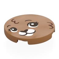 Tile Round 3 × 3 with Bunny Face, White Nose print Mittelnougat