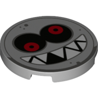 Tile Round 3 × 3 with Face, Sharp Teeth, Red Eyes print Light Bluish Gray