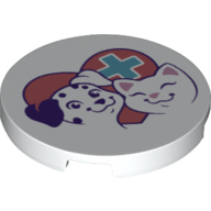 Tile Round 3 × 3 with Coral Heart, Medium Azure Medical Heart, Cat, Dog print White