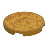 Tile Round 3 × 3 with Dark Red Galleon, Dragon, 'UNUM GALLEON 1' print Perlgold