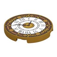 Tile Round 3 × 3 with White Clock Face, Decorations Print in Perlgold