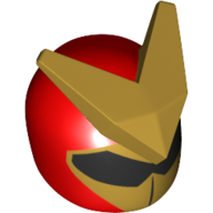Helmet with Large Gold V Shape on Top and Black Visor Print Rot