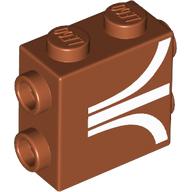Brick Special 1 × 2 × 1 2/3 with 8 Studs on 3 Sides with White Lines/Atari Logo print Dunkelorange