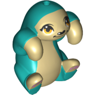 Animal, Sloth with Tan Belly, Bright Light Yellow Eyes, Smile print in Dark Turquoise