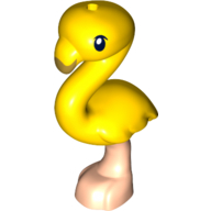 Animal, Bird, Flamingo with Light Nougat Leg, Black Eye and Olive Green Beak in Yellow