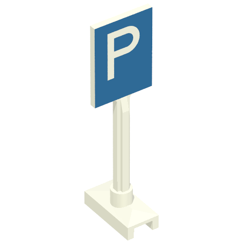 Road Sign Square Tall with Parking 'P' Print Weiß