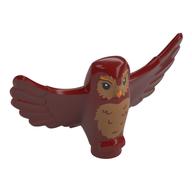 Animal, Bird, Owl Small with Open Wings with Dark Tan Chest, Face, Bright Light Orange Beak print Dunkelrot