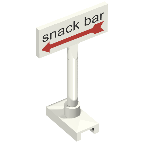 Road Sign Rectangle, Axle Pole with Snack Bar Print Weiß