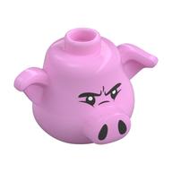 Minifig Head Special, Pig with Angry Eyes print (Pigsy) Bright Pink