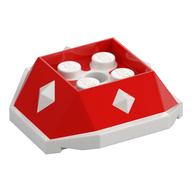 Brick Wedged, Sloped 4 × 4 with Diamond Spikes with White Underside Pattern Red