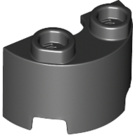 Brick Round, Half 1 × 2 Black