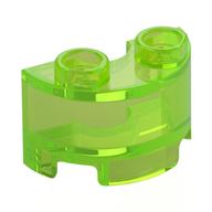 Brick Round, Half 1 × 2 Trans-Bright Green