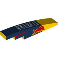 Brick Curved 1 × 6 with Red Bull On Sides, White Sponsors on Dark Blue Background print Yellow