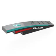 Brick Curved 1 × 6 with White 'EINHELL' On Black Background, Dark Turquoise/Red Stripes on Sides, Black Sponsors print Light Bluish Gray