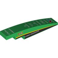 Brick Curved 1 × 6 with Black Sides, Yellow Stripes, White Sponsors print Grün