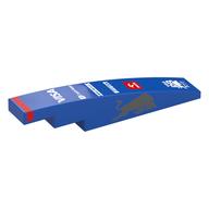 Brick Curved 1 × 6 with Silver Bull On Sides, Red Stripe, White Sponsors print Blau