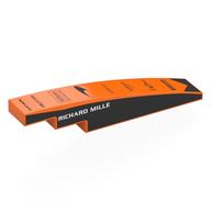 Brick Curved 1 × 6 with White 'RICHARD MILLE' on Black Background on Side, Sponsors on Curve print Orange