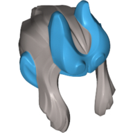 Hair with Horns and Ears, Medium Azure Pattern Flat Silver