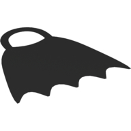 Duplo Cape with Black Back and Elastic Loop, Scalloped 5 Points Schwarz