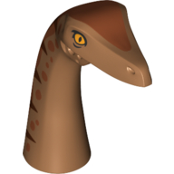 Animal Body Part, Dinosaur, Gallimimus Head, Dark Orange Spots Print Medium Nougat