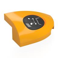 Brick Round, Curved Double 3 × 2 Beveled with Stud Notch Right with Black Headlight print Leuchtendes Hellorange