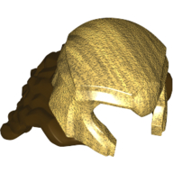 Hair and Helmet, Long Curly, Pearl Gold Helmet pattern Dunkelbraun