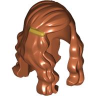 Hair Long Wave with Gold Clip on Right Side Dark Orange