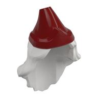 Hair and Hat, Long Wavy Hair, Dark Red Hat pattern White