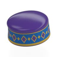 Kufi with Blue Band, Gold/Dark Purple Diamonds print Dunkellila