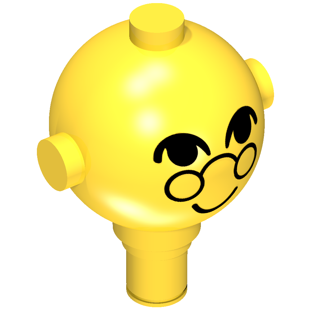 Homemaker Figure Head with Eyes, Glasses and Smile Print Gelb