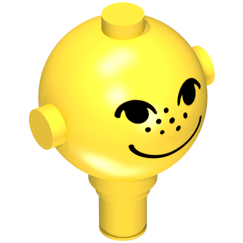 Homemaker Figure Head with Eyes, Freckles and Smile Print Gelb