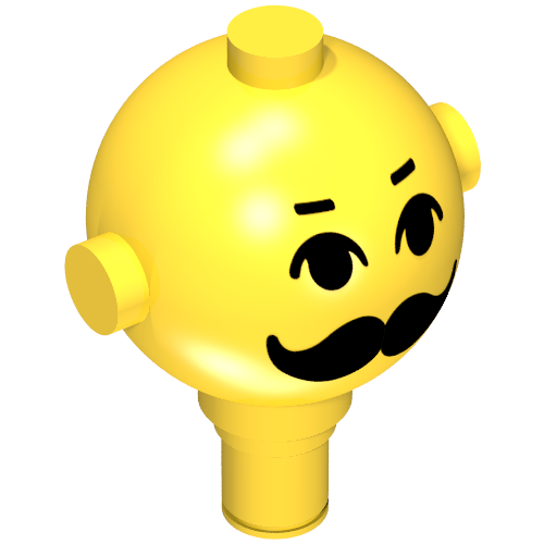Homemaker Figure Head with Eyes, Eyebrows and Moustache Print Yellow