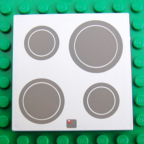 Tile 6 × 6 with Stovetop / Cooker Hob Print Sehr helles Grau