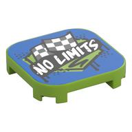 Tile Round Corners 4 × 4 × 2/3 with White 'NO LIMITS' on Black Field, Racing Flags print Limette
