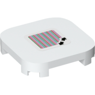 Tile Round Corners 4 × 4 × 2/3 with Double Arrows and Barcode Print (Sticker) Weiß