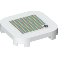Tile Round Corners 4 × 4 × 2/3 with Explosion and Barcode Print (Sticker) White