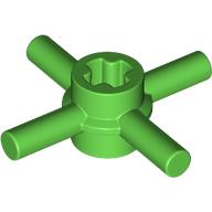 Technic Axle Connector Hub with 4 Bars at 90°, Reinforced Axle Hole Bright Green