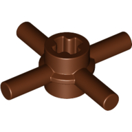 Technic Axle Connector Hub with 4 Bars at 90°, Reinforced Axle Hole Rotbraun