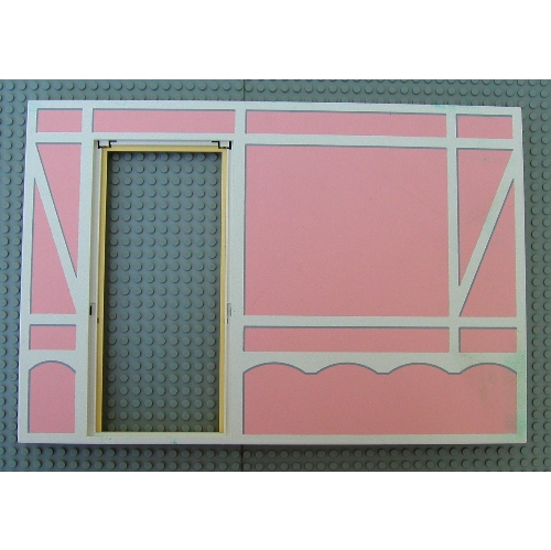 Scala, Building, Wall, Vertical Grooved 40 × 2 × 22 2/3 with Door Opening, White Tudor Frame on Light Salmon Print Hellgelb