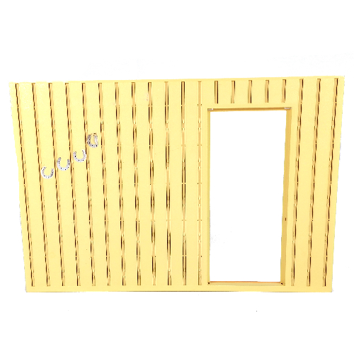 Scala, Building, Wall, Vertical Grooved 40 × 2 × 22 2/3 with Door Opening, Plain White Stripe on Medium Orange Print Hellgelb