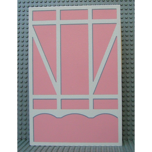 Scala, Building, Wall, Vertical Grooved 18 × 2 × 22 2/3, with Tudor Frame Light Salmon on White Print Light Yellow