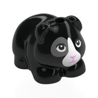 Animal, Guinea Pig with White/Dark Bluish Grey Face, Bright Pink Nose print Schwarz