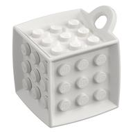 Die - 6 Sided with 3 × 3 Centre Studs, and Ring (DOTS) White