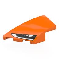 Brick Wedged, Curved 4 × 2 with Stud Notch Left with Headlight print Orange