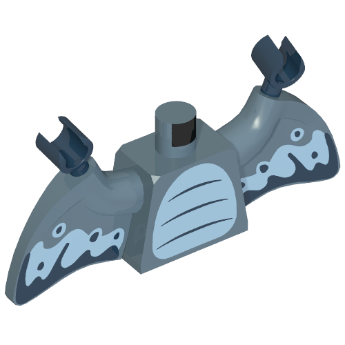Torso with Wings and Medium Blue Belly, Wings, Dark Blue Markings print, Sand Blue Wings, Dark Blue Hands Sand Blue