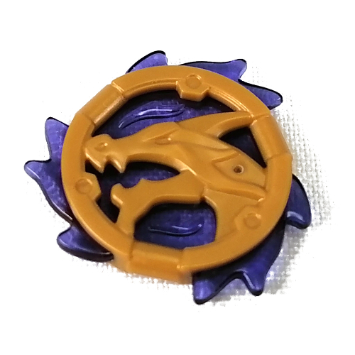Equipment Disc Amulet Dragon Shape with Trans-Dark Purple Flames Pattern in Pearl Gold