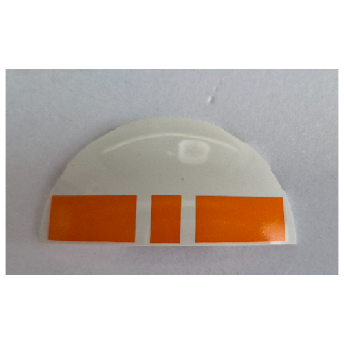 Brick Round 3 × 6 Half Circle with Orange Rectangles print White